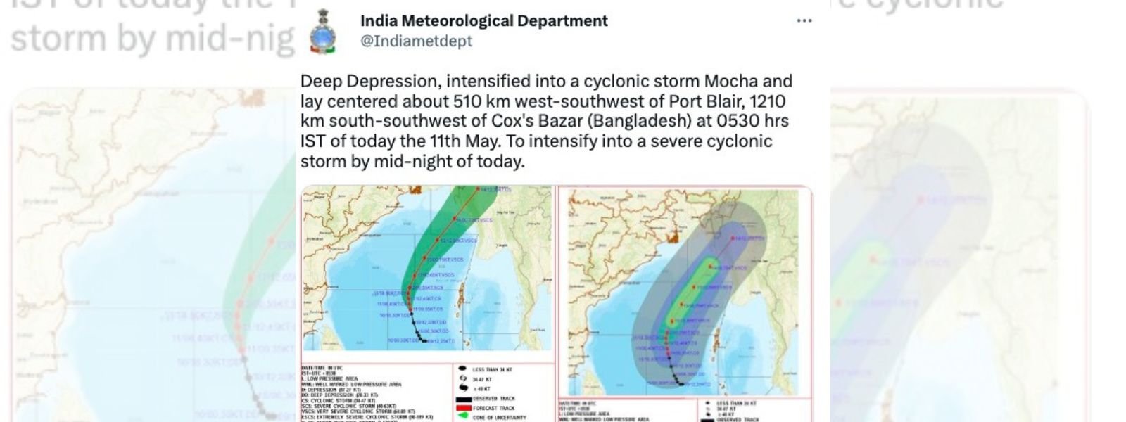 Cyclonic Storm Mocha moving away from Sri Lanka